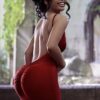 Vestido elástico sin espalda rojo vino - Imagen 2
