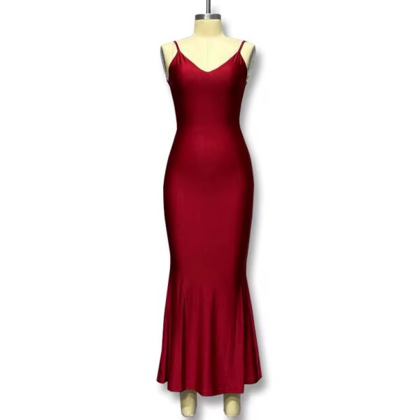 Vestido elástico sin espalda rojo vino - Imagen 4