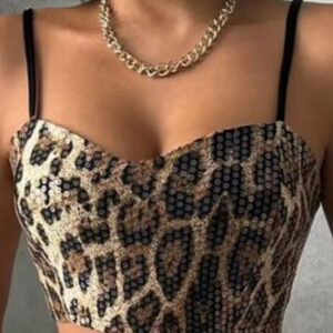 Top lentejuelas leopardo